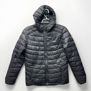 Excelled Women's Puffer Jacket Medium M Black Hooded Insulated Full Zip Coat